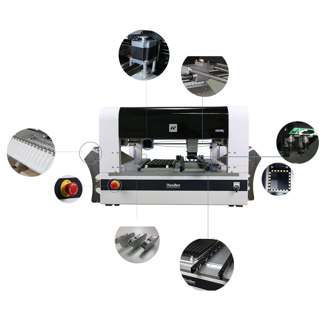 SMT pick and place machine with 4 heads